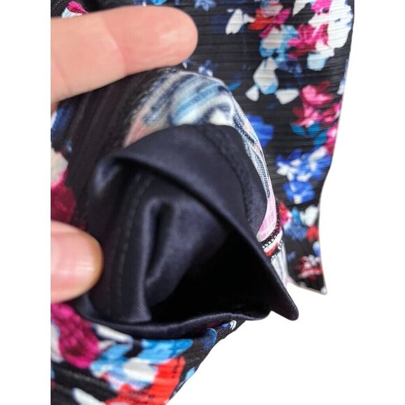 Guess Floral Dress 12 Black Mini Cold Shoulder Preppy Old Money Classic Chic 80s - Picture 9 of 13